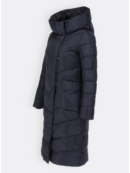 Dámska zimná bunda so zamatovou podšívkou tmavomodrá