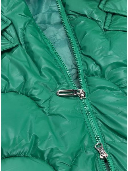 Dámska prešívaná vesta s kapucňou zelená