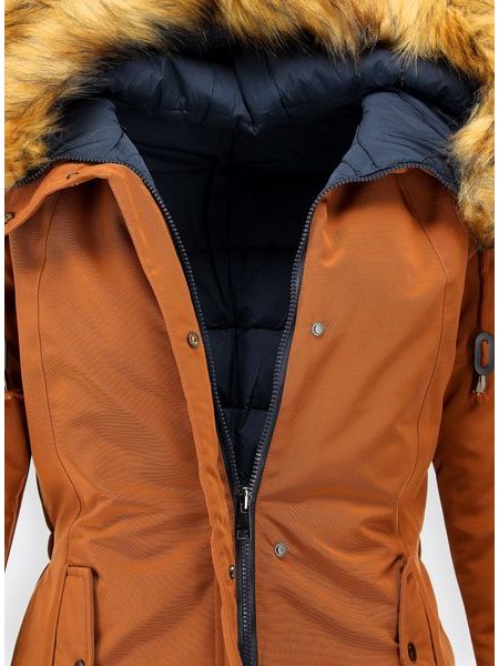 Dámska obojstranná zimná bunda hnedo-tmavomodrá