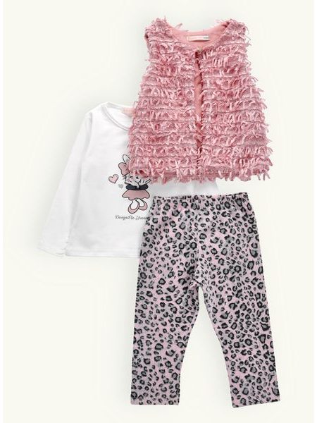 Dětská tepláková souprava s leopardím vzorem bílo-růžová