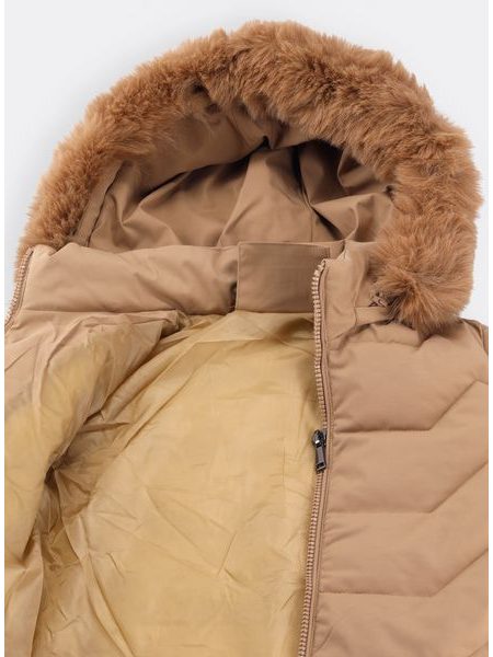 Dámská prošívaná bunda s kapucí béžová
