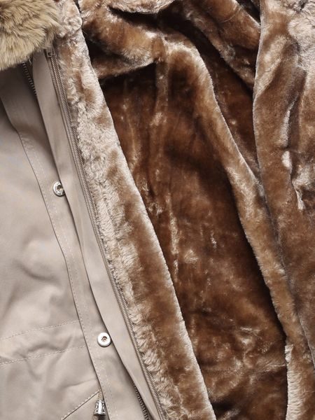 Dámská zimní bunda s kožešinou béžová