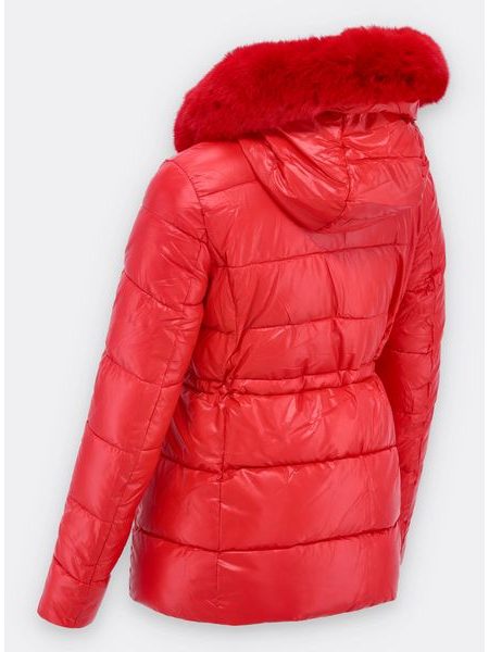 Dámska lesklá zimná bunda červená