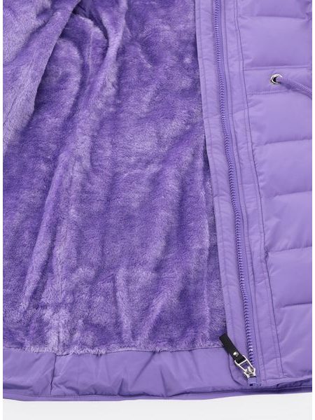 Dámska prešívaná bunda s kožušinou fialová