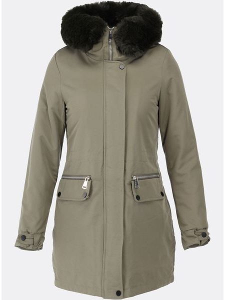 Dámska zimná bunda s kapucňou khaki