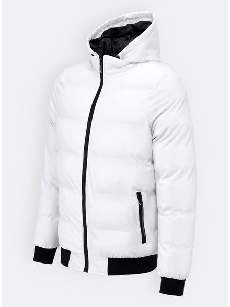 Pánská zimní bunda s kapucí bílá