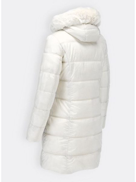 Dámská prošívaná zimní bunda s kapucí bílá
