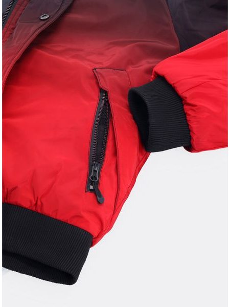 Pánská zimní bunda s kožešinou černo-červená