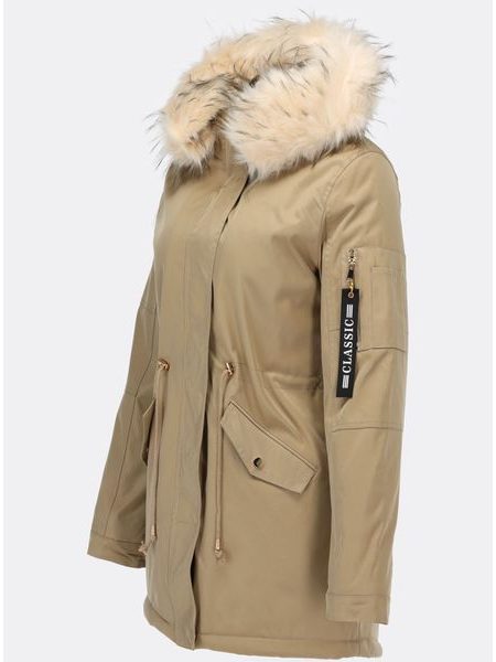 Dámska zimná bunda s kapucňou béžová