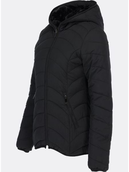 Dámska zimná bunda s plyšovou podšívkou čierna