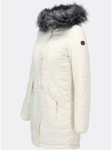 Dámska zimná bunda s kožušinovou podšívkou biela