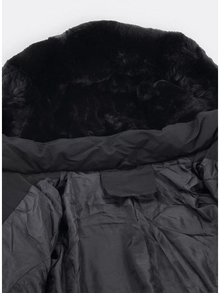 Dámska prešívaná bunda s opaskom čierna