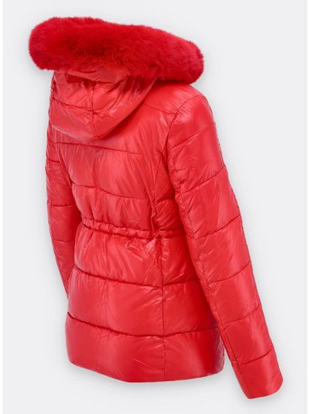 Dámská lesklá zimní bunda červená