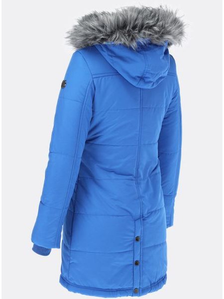 Dámská zimní bunda s kožešinovou podšívkou modrá