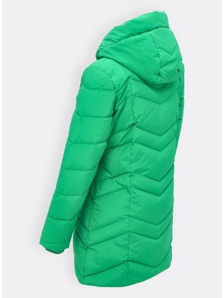 Dámska prešívaná bunda s kapucňou zelená