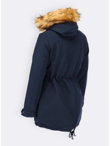 Dámská zimní bunda s kapucí tmavě modrá