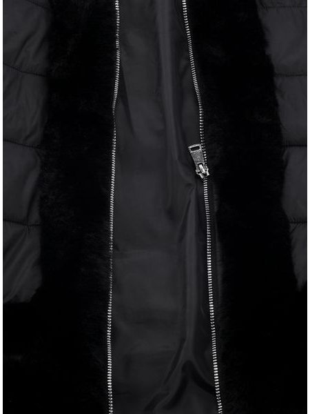 Dámská prošívaná bunda s kožešinou černá