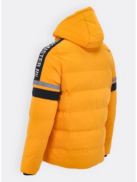 Pánská zimní bunda s kapucí žlutá