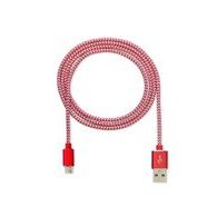Datový kabel USB / micro USB 2m červený - CUBE 1 nylon