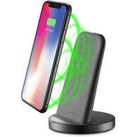 Bezdrôtový nabíjací stojan Cellularline WIRELESS FAST CHARGER STAND S USB-C, rýchle nabíjanie, štandard Qi, čierny