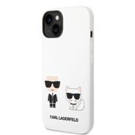 Obal / kryt na Apple iPhone 14 Plus bílý - Karl Lagerfeld and Choupette Liquid Silicone