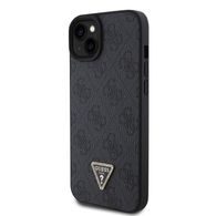 Obal / kryt na Apple iPhone 15 Plus čierne - Guess PU 4G Strass Triangle Metal Logo