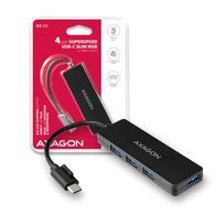 Redukce/ rozbočovač AXAGON HUE-G1C, 4x USB 3.2 Gen 1 SLIM hub, kabel Type-C 14cm napevno