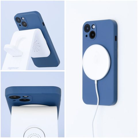 Obal / kryt na Apple iPhone 13 modrý - Silicone Mag Cover