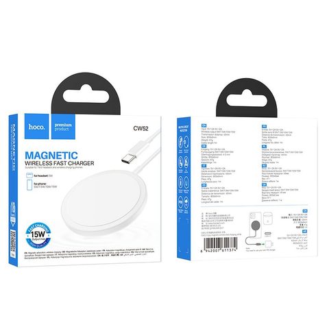 Bezdrátová nabíječka kompatibiní s MagSafe 15W - bílá Hoco