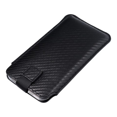 Pouzdro / obal na Apple iPhone 12 / 12 PRO Samsung Galaxy Note / Note 2 / Note 3 / Xcover 5 / S21 - zasouvací Forcell POCKET Carbon Case