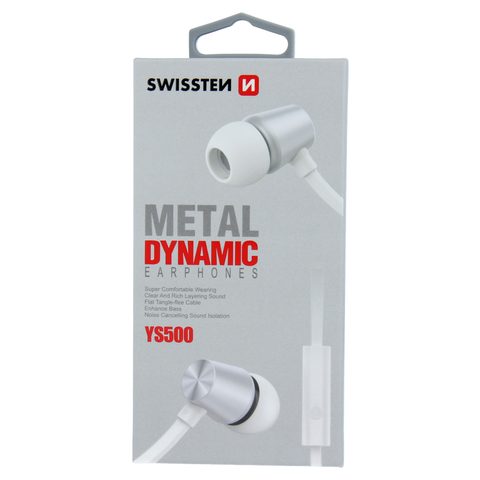 Sluchátka Earbuds dynamic YS500 stříbrno / bílé - Swissten