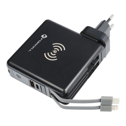 Multifunkční cestovní nabíječka 20W 5in1 s micro USB / USB-C / lightning kabel, Power Banka 10 000mAh, bezdrátové nabíjení 15W