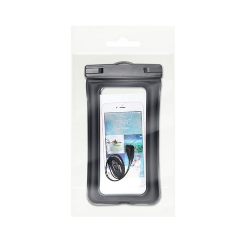 Voděodolná taška na mobilní telefon s plastovým zavíráním - černý