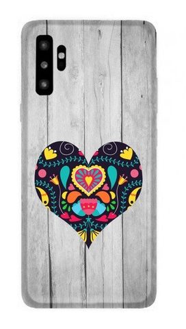 Obal / kryt na Samsung Galaxy Note 10 vzor dřeva - folklor se srdcem