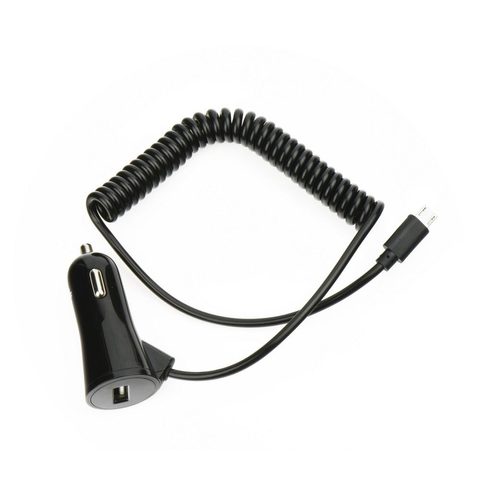 Nabíječka do auta s pevným MicroUSB kabelem + USB zásuvka 3A - Blue Star