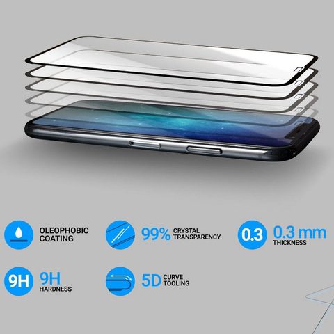 Tvrzené / ochranné sklo Samsung Galaxy A72 5G black - Roar 5D Full Glue (case friendly)