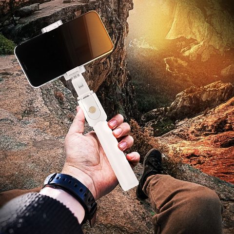 Selfie tyč s tripodem a bluetooth, bílá