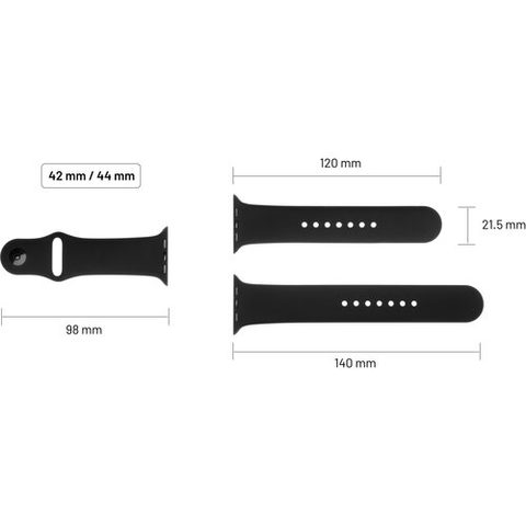 Set silikonových řemínků FIXED Strap pro Apple Watch 42mm / 44mm černý