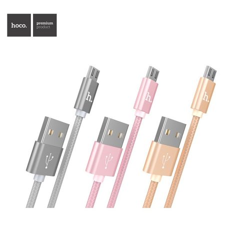 HOCO USB Cable - Knitted X2 micro USB 1M gold