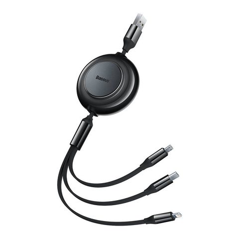 Kabel 3v1 MicroUSB / USB C / Lightning černý, 1,1m - Baseus CAMJ010001 Bright Mirror