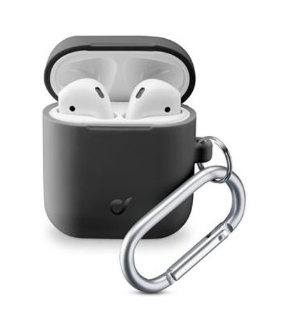 Ochranný kryt s karabinou Cellularline Bounce pro Apple AirPods 1 & 2 - černý