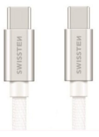 Datový / nabíjecí kabel USB-C/USB-C, 2m, stříbrný - Swissten