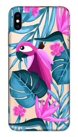 Obal / kryt na Apple iPhone XS MAX - papoušek a květy