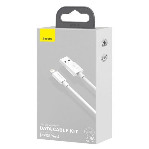 Kabel USB / Lightning 1,5m bílý 2ks - Baseus Simple Wisdom