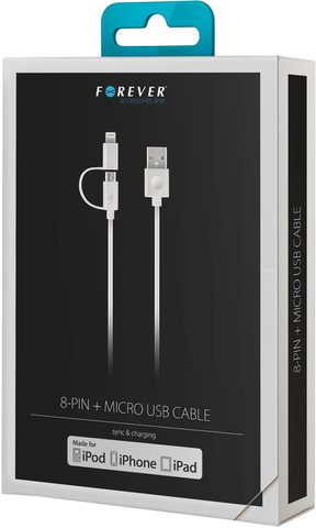 Datový kabel s dobíjením microUSB / Apple iPhone - 1 m