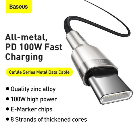 Nabíjecí a datový kebel USB-C / USB-C  2 m černý -BASEUS