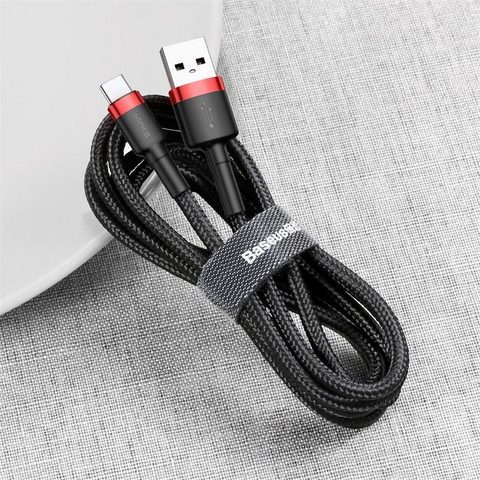 Nabíjecí a datový kabel USB / USB-C 3 m červeno-černý - BASEUS Cafule