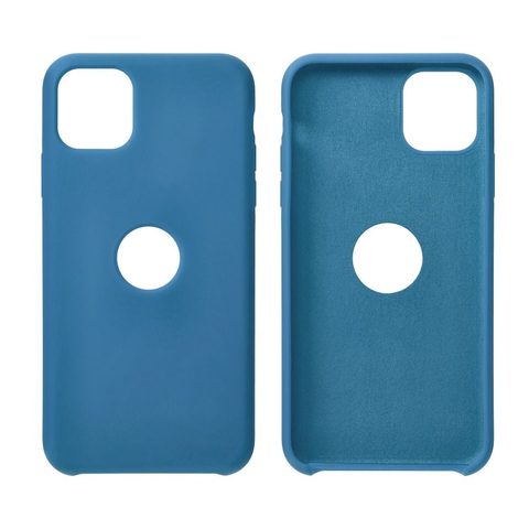Obal / kryt na Apple iPhone 12 Mini Tmavě modrý s dírou  - Forcell Silicone Case