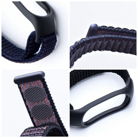 Nylonový řemínek Strap pro Xiaomi Mi Band 5 / 6 / 7 černý - Strap nylon