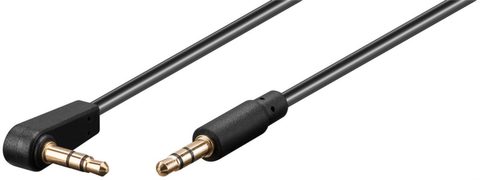 Audio kabel Jack 3,5mm - 3,5mm M/M 90stupňů - 50cm - černý